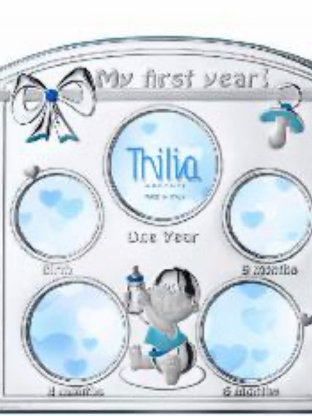 Thilia Silver and Blue Baby Photo Frame "My First Year"